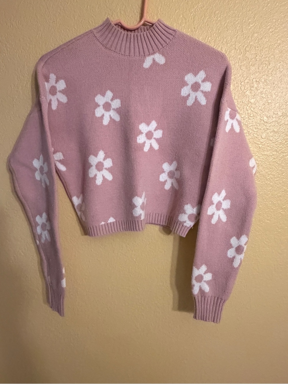 Hollister Pink Daisy Knit Sweater